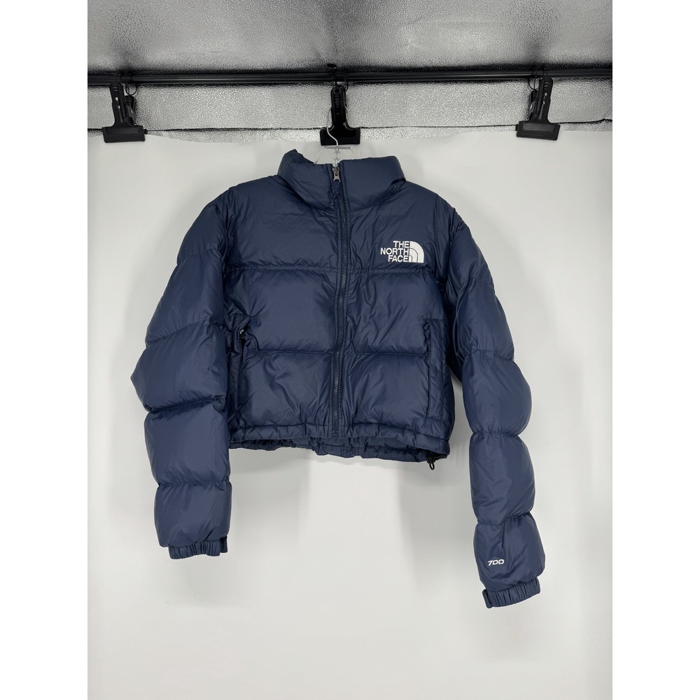 The North Face 700 Nuptse Short Puffer Jacket Navy Down Crop Cropped Insulated L